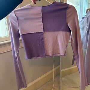 Purple Checkered Crop Top